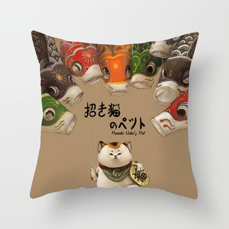 New Style of Lucky Cat Series Pillowcases, Home Office Sofa Pillow Cushion Covers, Seats