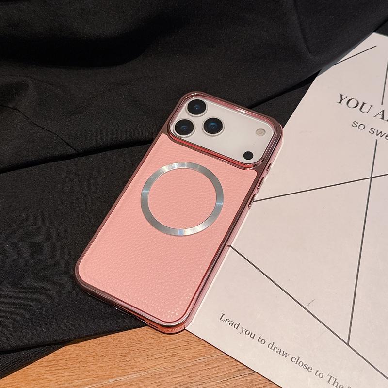 Luxus-Litschi-Textur-Leder Magnetische Handyhülle für iPhone 17Air 16 14 15 Plus 11 12 13 16 17 pro Max Stoßfeste Rückabdeckung