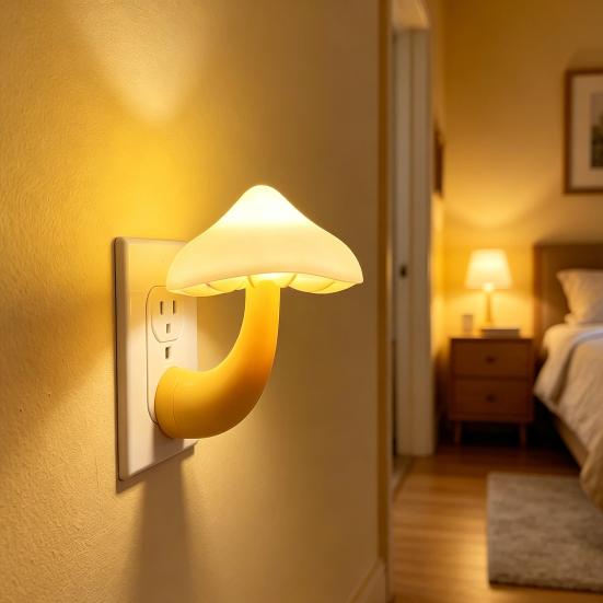 Nachtlampje Paddestoelvorm LED Nachtlampje Stekkeradapter Zacht Warm Licht Decoratieve Verlichting voor Kinderkamer Slaapkamer