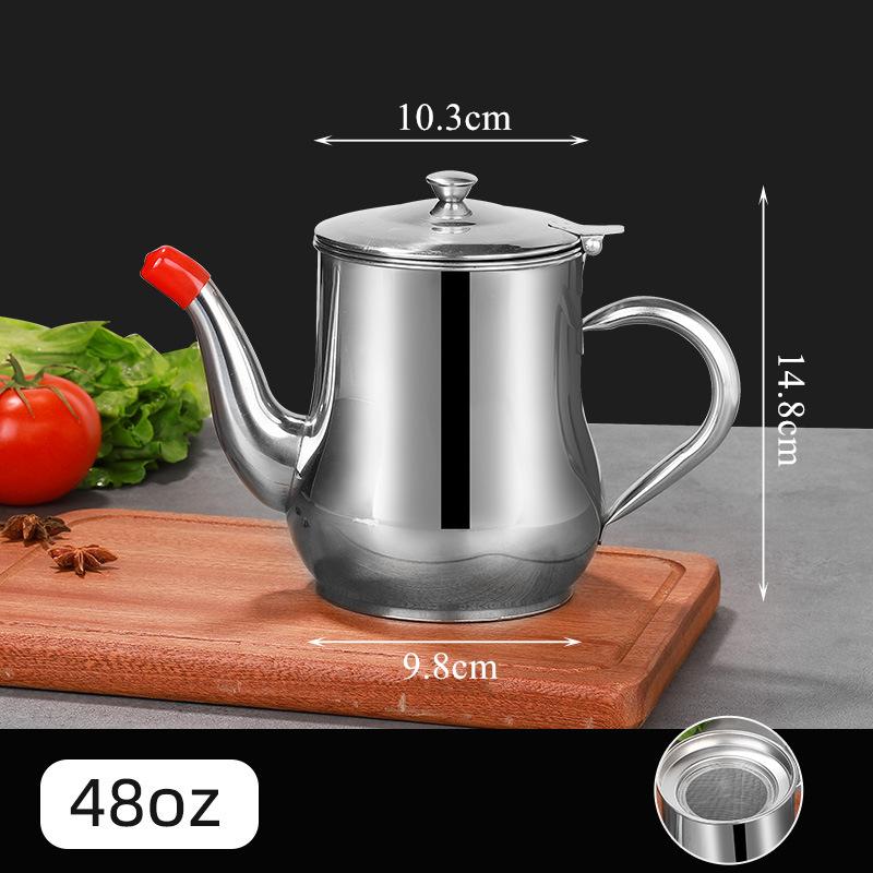 New Stainless Steel Oil Bottle Jar Dispenser Leak-Proof Seasoning Pot Residue Strainer Vinegar Sauce Container For Kitchen Home