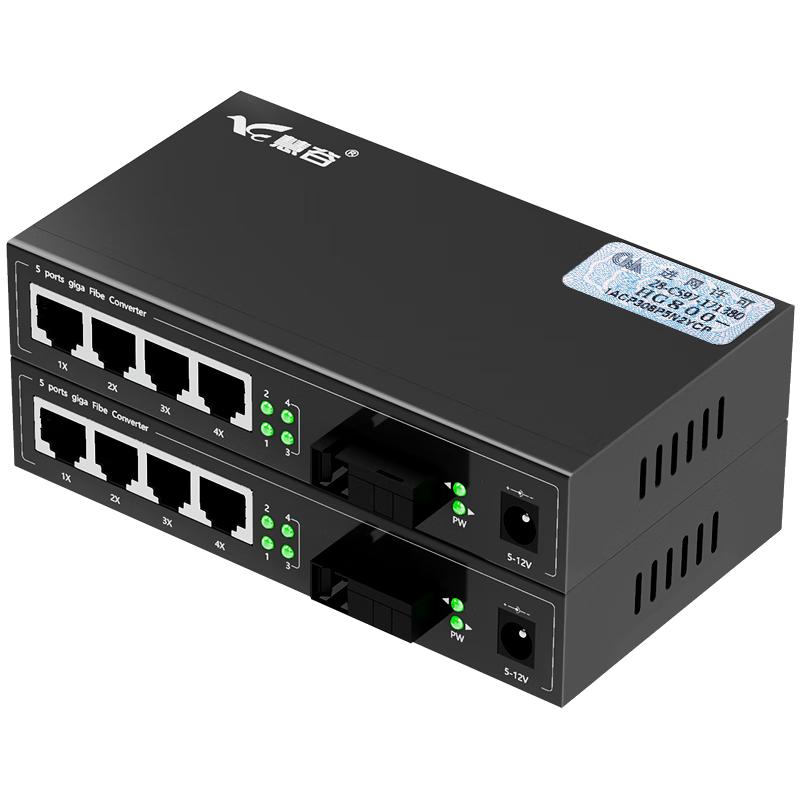 Gigabit 1-Fiber 4-Electric Fiber Optic Transceiver 80km Transmission