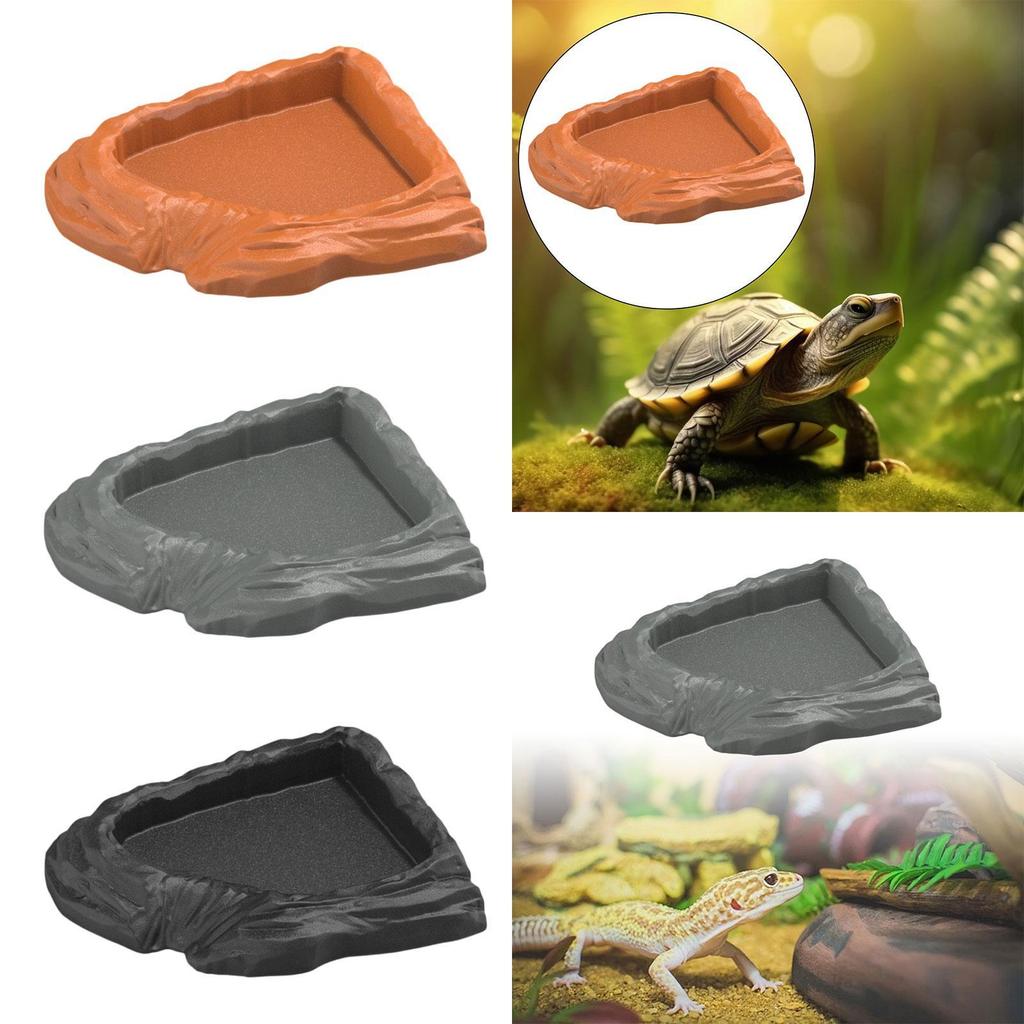 Reptile Bathing Pool Terrarium Bowl Realistic Decor Corner Tortoise Water Food Bowl for Semi Aquatic Turtle Snake Chameleon