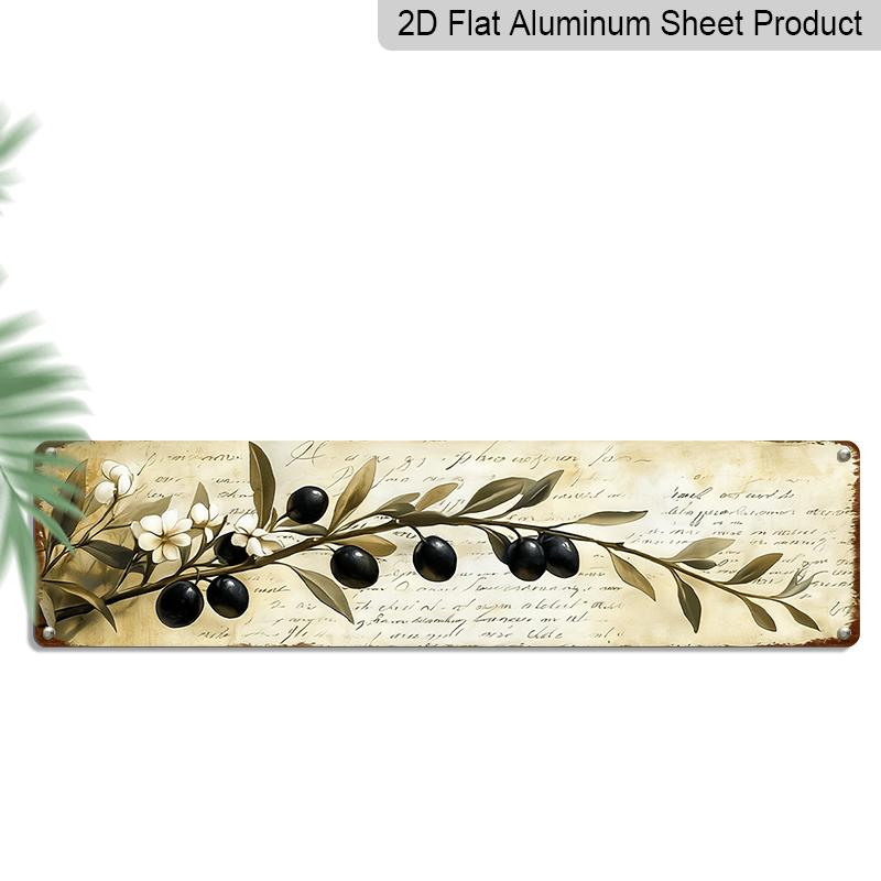 

2D Flat - Vintage 2D Flat Metal Sign, Retro Olive Branch, UV Printed, 3.94 X 15.75 Inch, Aluminum Decorative Sign, Multipurpose, Fun and Unique 2D 40cm x 10cm