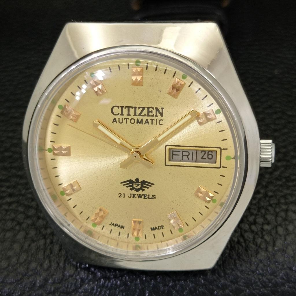 GEBRAUCHTE VINTAGE CITIZEN AUTOMATIC 8200 JAPAN HERRENUHR MIT GOLDFARBIGES ZIFFERBLATT a434854-2 R123-a434854