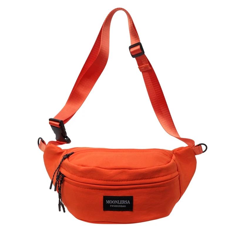 Versatile Canvas Crossbody Bag  Monochromatic  Casual Chest Bag  Waist with Zipper  Soft  Multifunctional  Fashionable  New Product