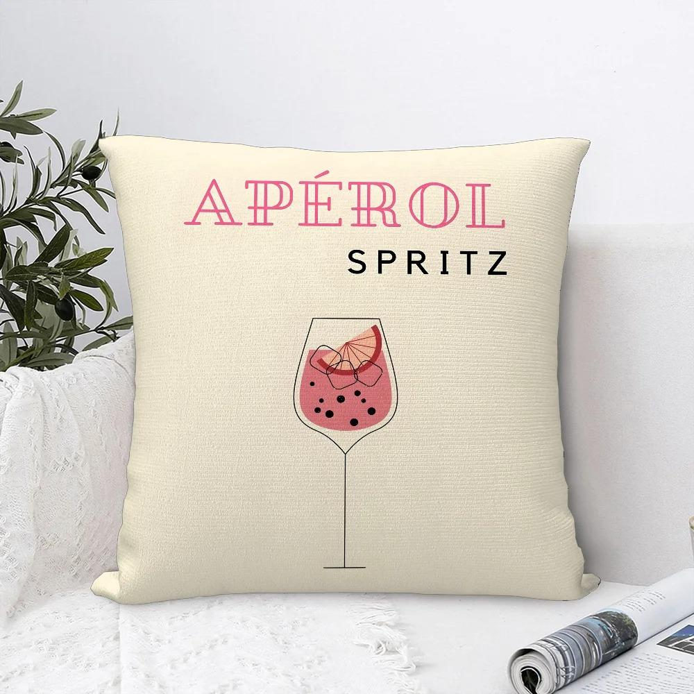 Home Decor Aperol Spritz Themed Decorative Pillow Covers Pattern Cushion Cover Suitable For Sofa Bedroom Car Pillow Cover
