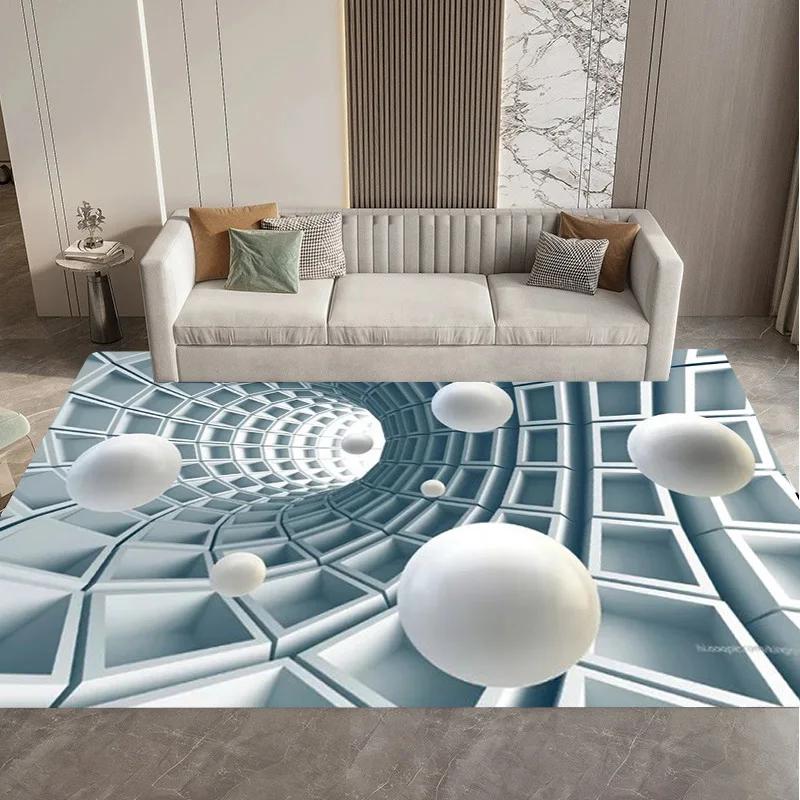 Visual 3D Black and White Grid Illusion Vortex Trap Mat Rug for Bedroom Sofa Living Room Decoration carpet