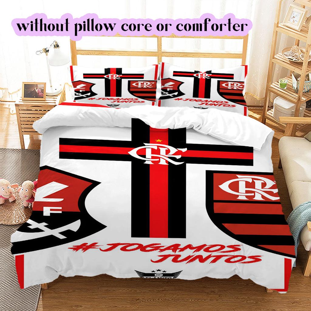 Flamengo football soccer Pattern Bedding,Quilt Set Quilt Cover Pillowcase Home Birthday Gift (1*duvet cover+2*pillowcase,without core)