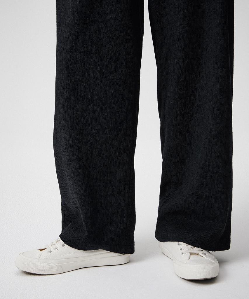MUSINSA STANDARD WOMAN Women'S Crinkle Wide Lounge Pants [Black]