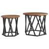 Side Table 2 Pcs Reclaimed Wood Engineered Wood and Steel