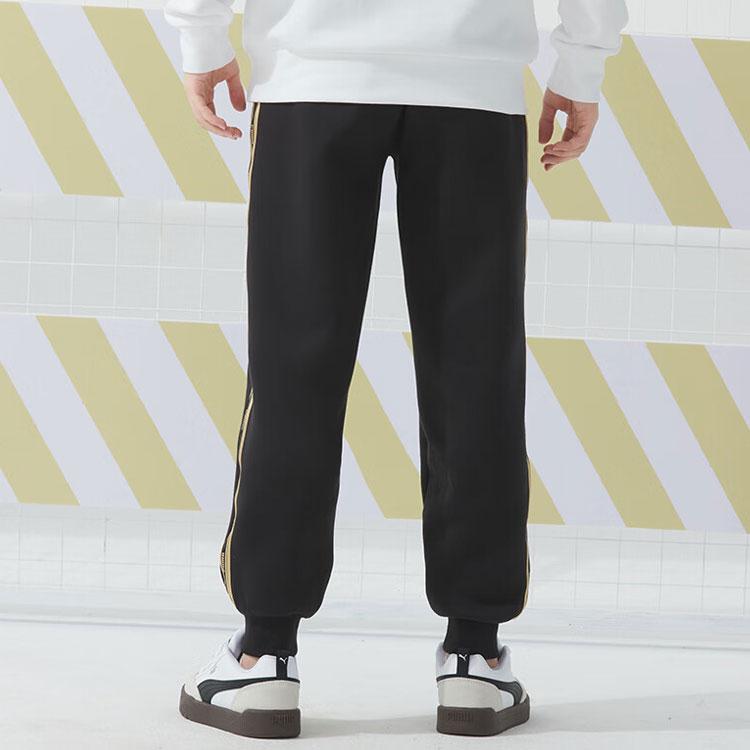 Puma Letter Gold Logo Print Breathable Retro Sports Joggers Men Joggers Black 628312-01