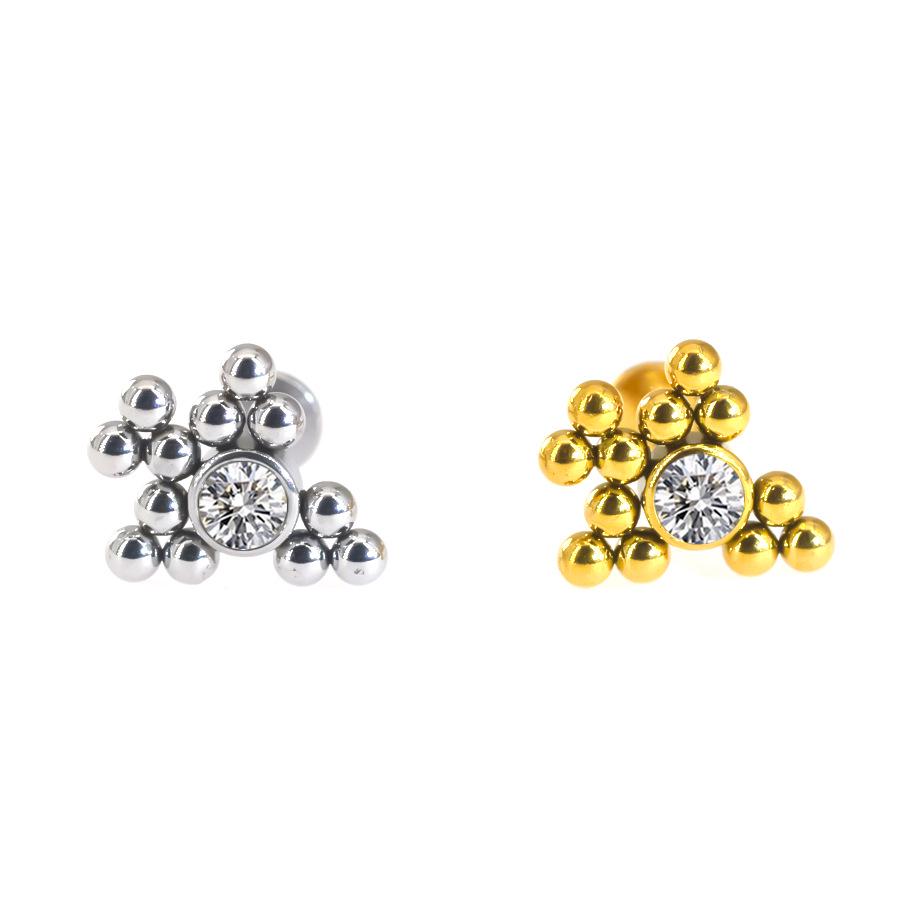 Diamond-Inlaid Stainless Steel Lip Stud Piercing Earring - 1.2*6/8mm