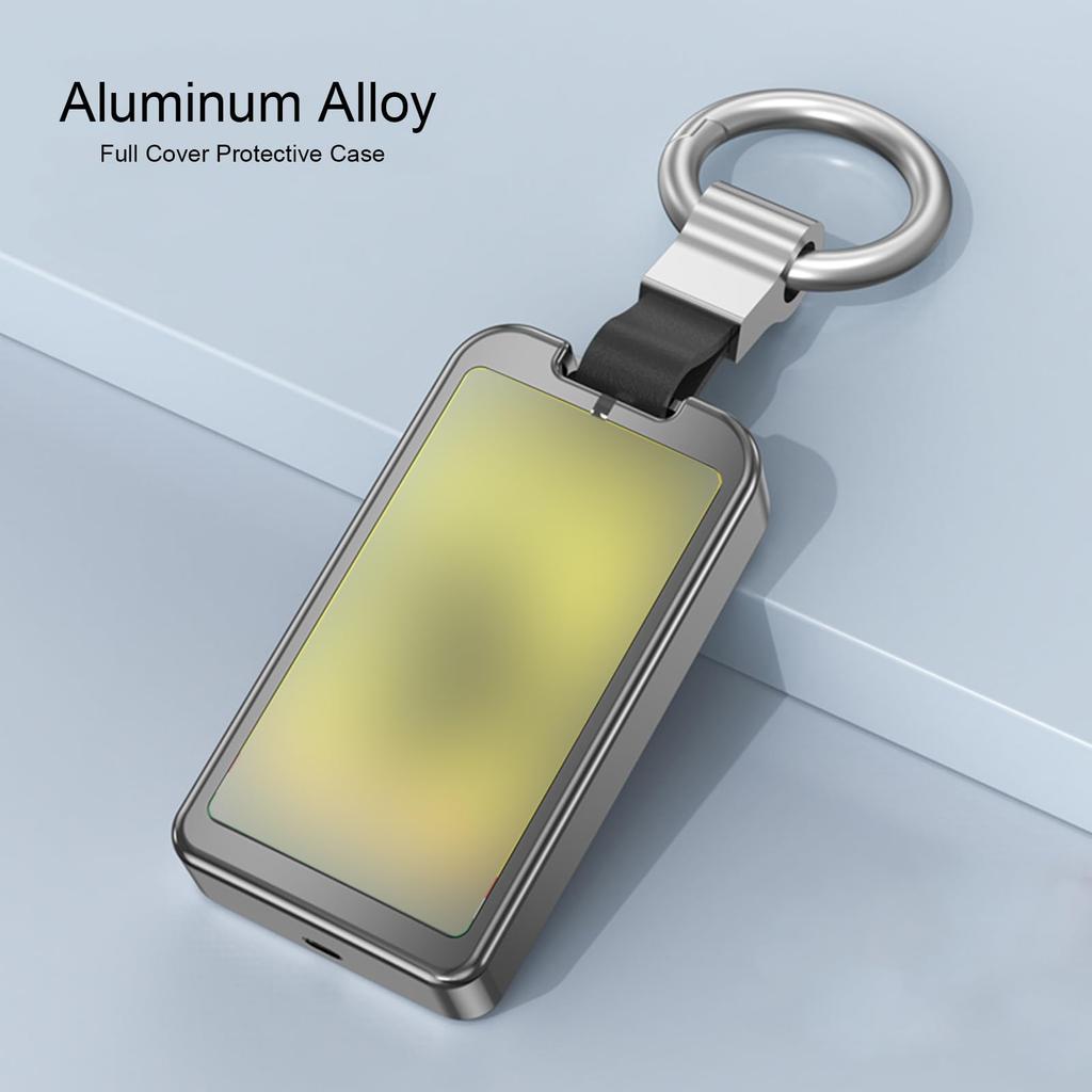 Aluminum Alloy + Goatskin Leather Car Key Cover Shell Key Fob Case Key Holder