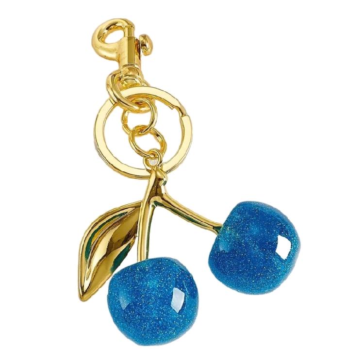 

Stylish Resin Alloy Cherry Keychain Handmade Fruit Pendant Unique Bag Decoration Multifunctional Backpack Accessory синій