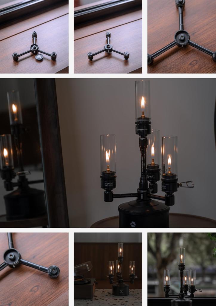 CAMPING MOON OD Canister Gas 4-Way Adapter, Gas Candle, Gas Lantern, Separation Adapter, Screw-in Type, Black Gear, Chandelier, BKZ34