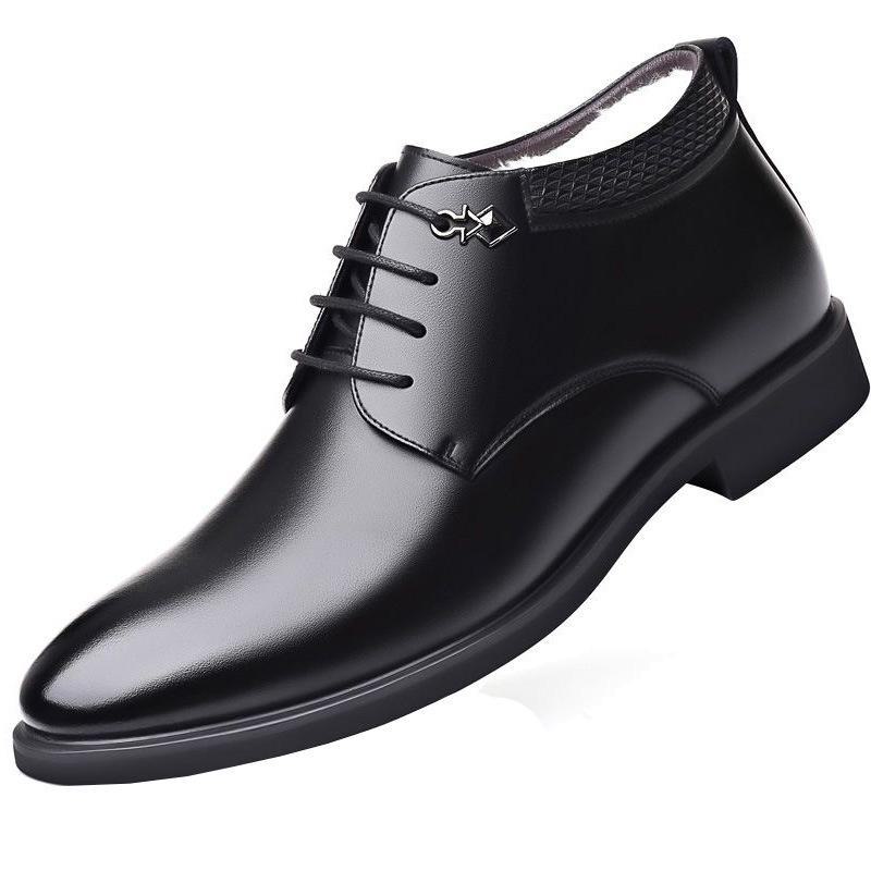 

Мужские зимние высокие кожаные ботинки — теплые, мягкие, легкие, с подошвой из хлопка и бархата для подростков и пап. inner height; 41 чёрный