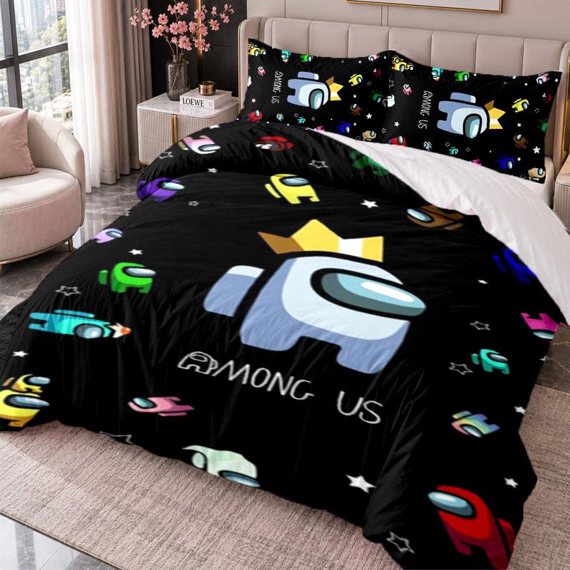 Among Us 3Pcs Bedding Set Duvet Cover With Two Pillowcases For Bedroom Home Decoration