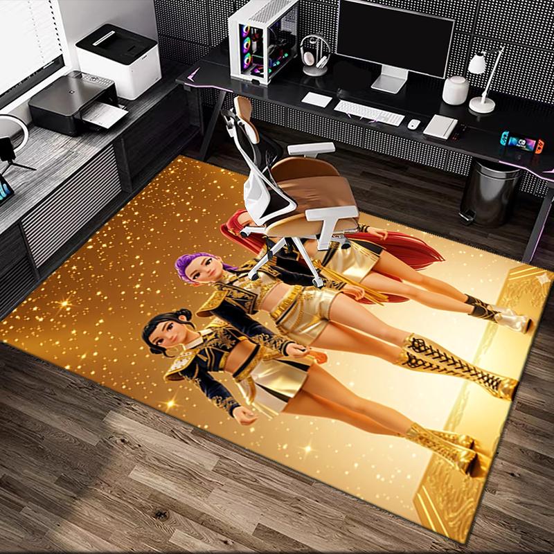 1pc Kpop Demon Hunters Carpet for Room Floor Mat, Comfortable Office Chair Printed Area Rug, Beautiful Hotel Rug
