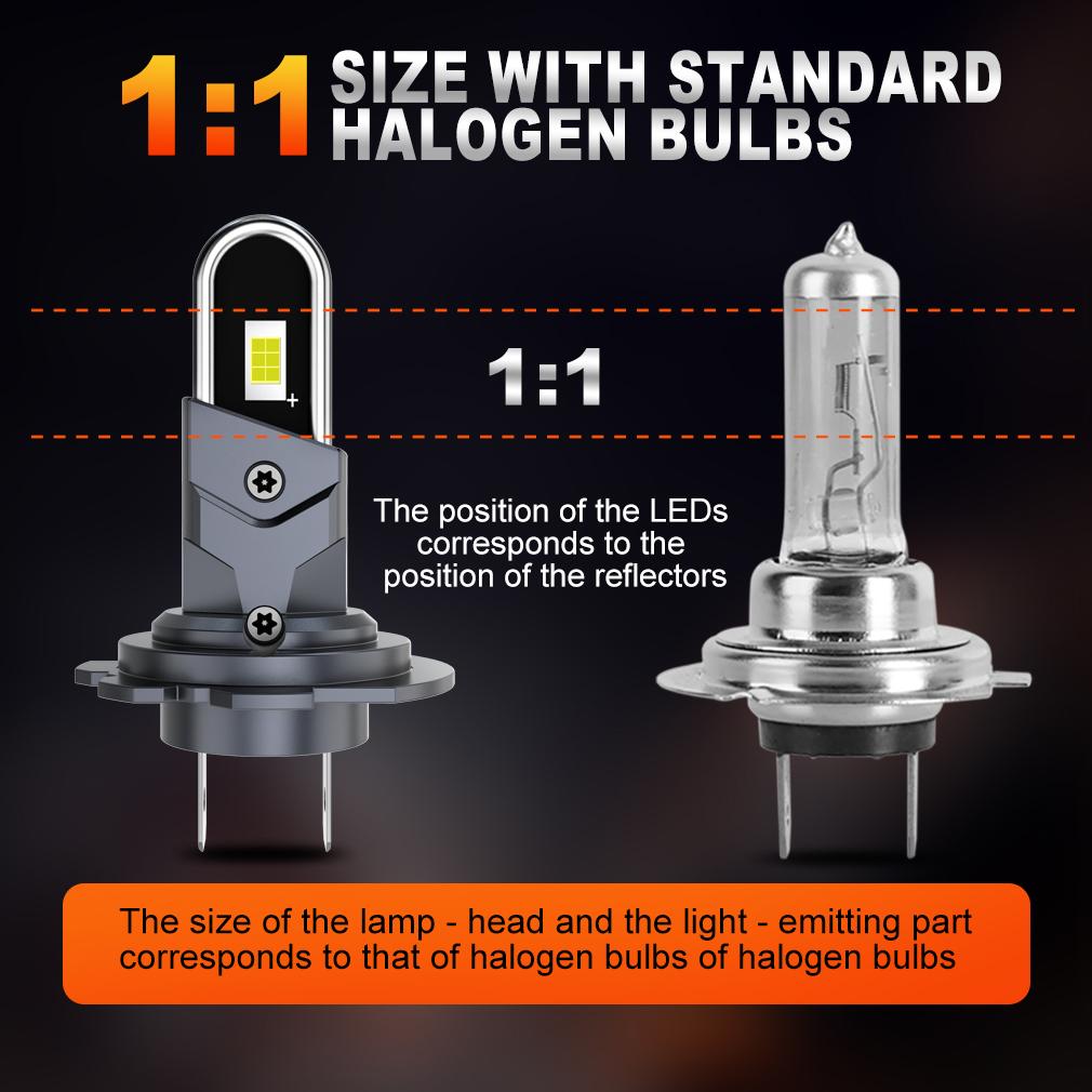 2Pcs H4 H7 LED Headlights Canbus H11 H8 HB3 9005 HB4 9006 Light Bulbs 20000Lm U-Shaped Copper Tube Car Lights Fanless Headlamp 6000K White 12V