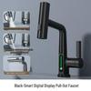 Rotating Brass Countertop Basin Faucet with Digital Display & Aerated Waterfall