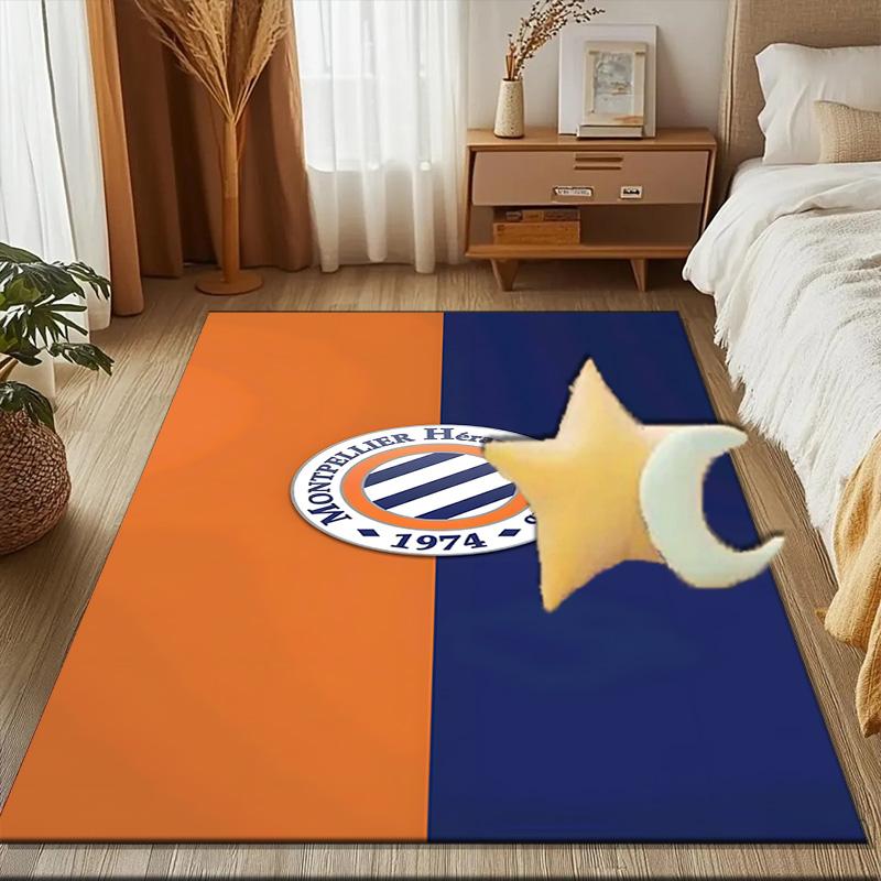 Montpellier Sc Crest Rug for Living Room, Game Rooms, Office, Bedroom, Office Floor Mat Playful Design, fan gifts Christmas decor