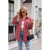 Women S Loose Casual Plaid Pocket Long Sleeve Shirt