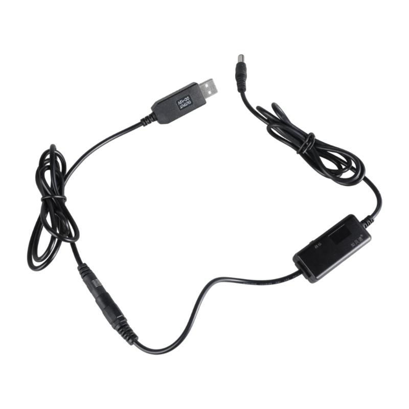 1m Long USB 5V to DC12V Power Converter Cable Wire, Voltage Step Up Adapter Cord Line with 5.5x2.1mm Output Black