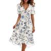 Damenmode Lässig V-Ausschnitt Kurzarm Rüschen Vintage Bedruckte Kleider