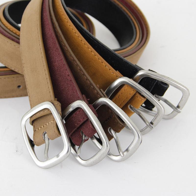 Vintage Women'S Leather Belt With Metal Snap For Jeans Medium Width Minimalist Modern Design Suitable For Various Styles