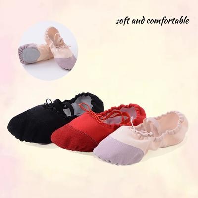 נעלי בלט בנות קנבס סולייה רכה בלט ריקוד כפכפי ילדים להתאמן בלרינה נעלי ריקוד אישה