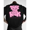European Sizes Men'S "Take The Risk" Slogan T-Shirt, Young Fashion Tee, Casual Wear, Slight Drop Shoulder Round Neck T-Shirt
