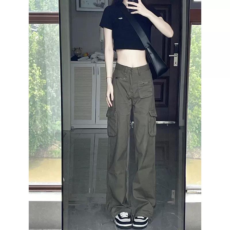 

Маленький джинсовый комбинезон с высокой талией в американском ретро-стиле с широкими штанинами для женщин - XS L