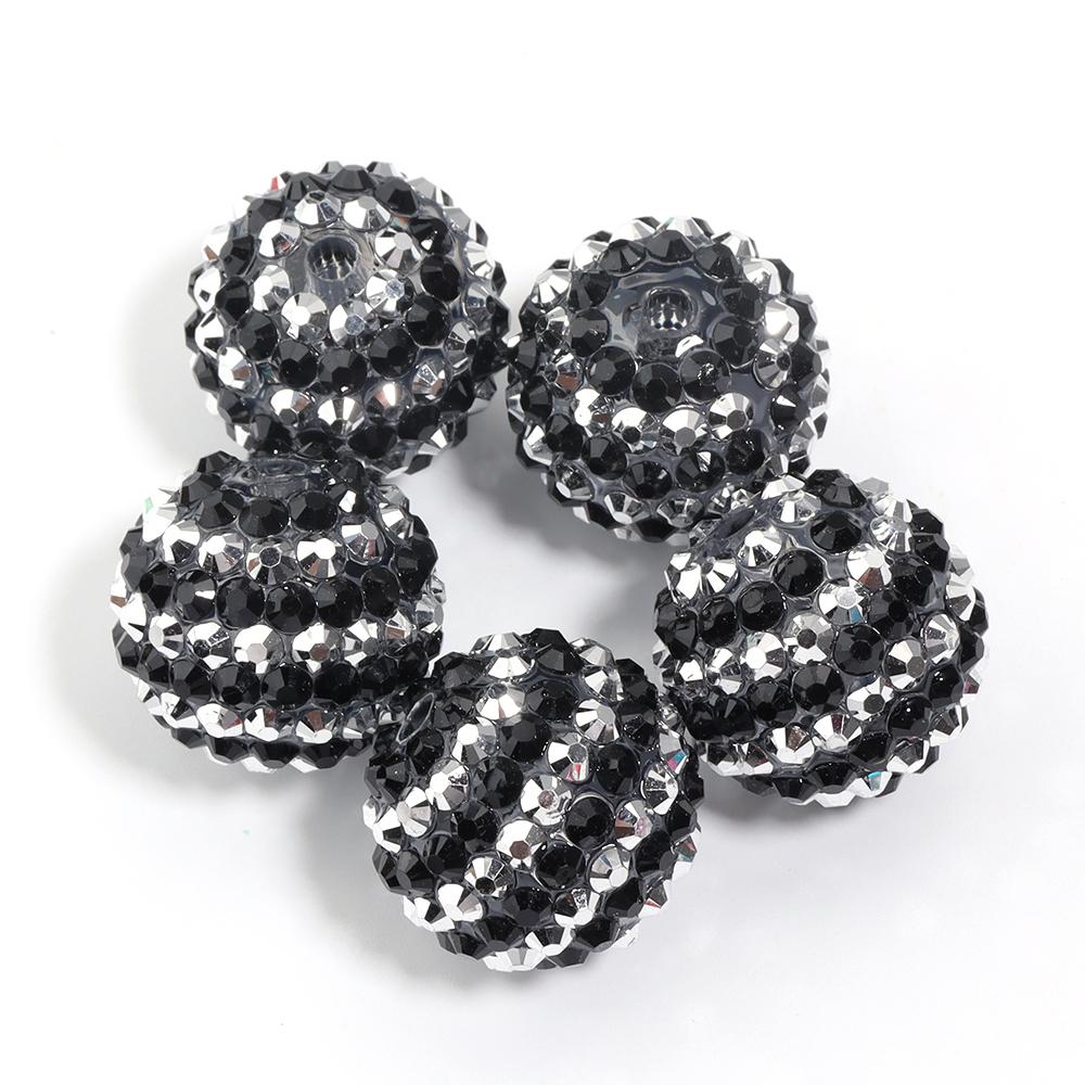 5pcs 20mm Rhinestone Resin Ball Beads Colorful Stripe Round Loose Beads For Jewelry Making DIY Bracelets Phone Chain Keychain