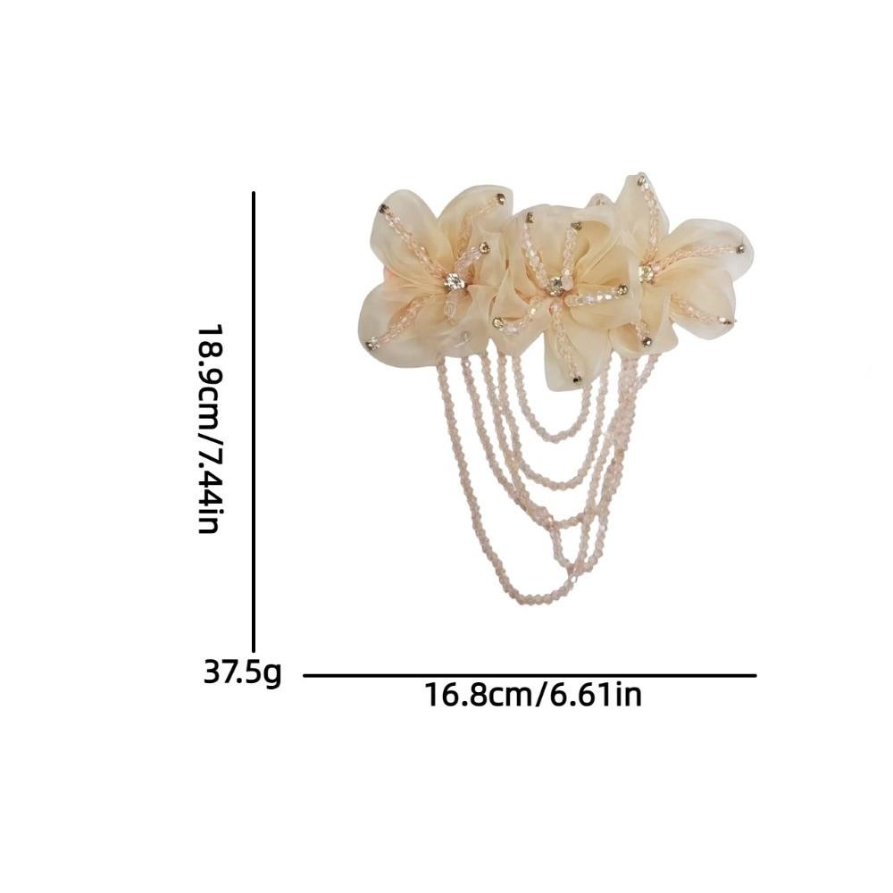 

1Pc New Beaded Decoration Flower Patch Tassel Crystal Chiffon DIY Sewing Decals Detachable Shoulder Tassel Epaulet