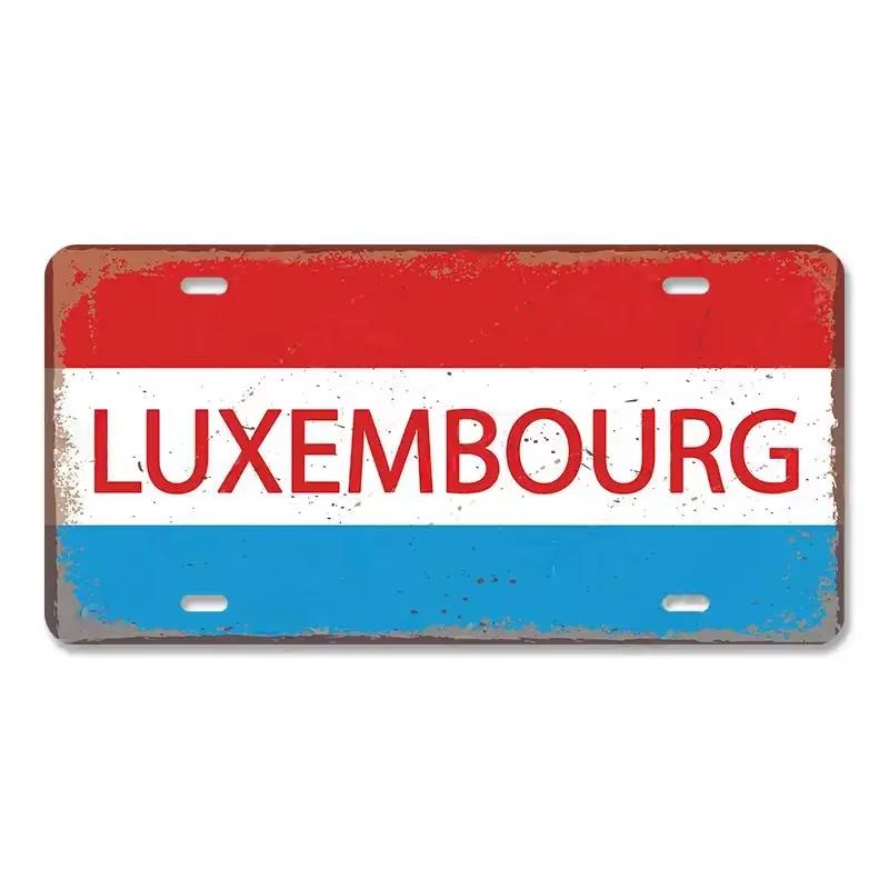 High Definition Metal Tin Sign Vintage License Plate Style Country National Flag Themed Retro Wall Art Decor for Home Bar Pub