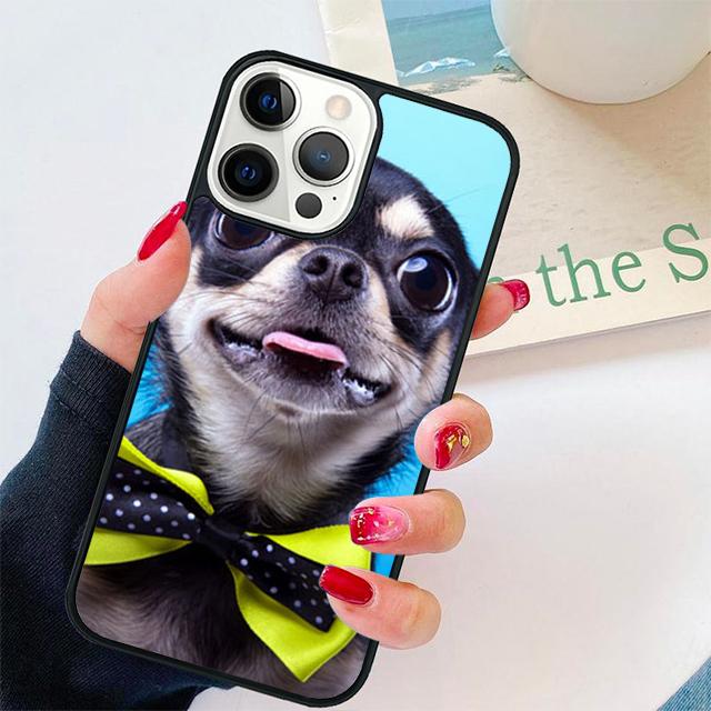 Animal Chihuahua with Flower Coque Shell For iPhone 17 Air 15 16 14 13 12 Pro Max 11 Pro Max Plus Phone Case Cover