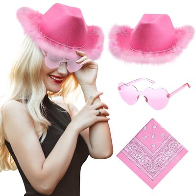 Western Cowboy Plastikhut Set Beinhaltet 1 Hut 1 Paisley Bandana 1 Paar Herzförmige Brillen Für Erwachsene Party