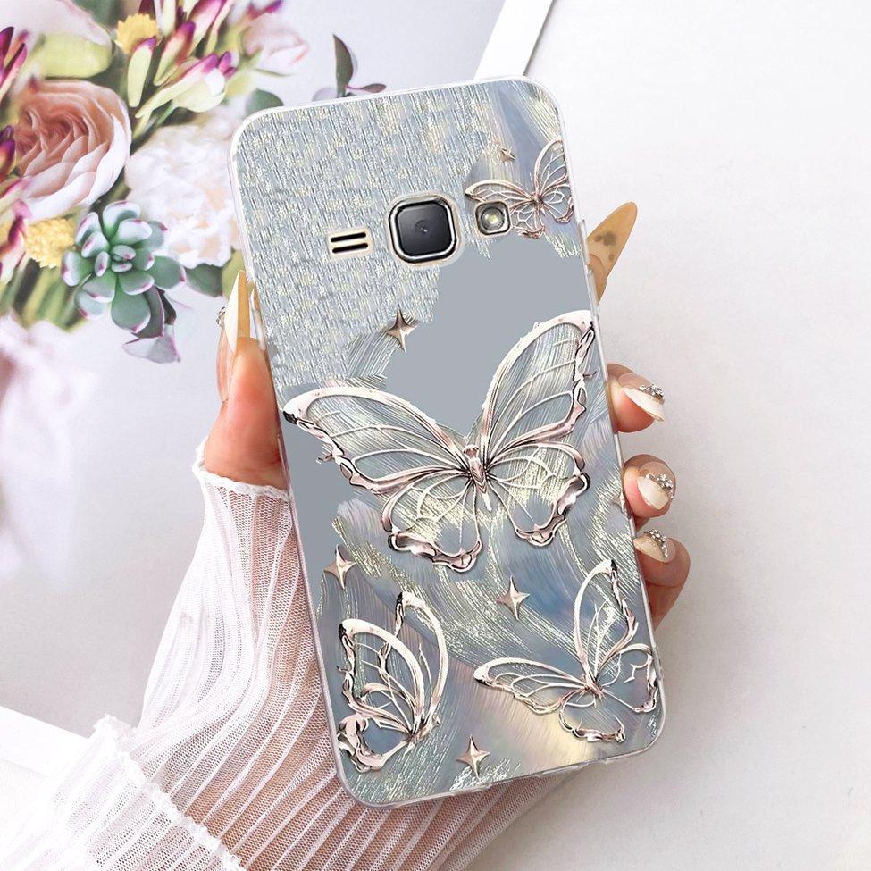 Clear For Samsung J1 2016 Case Cover Cute Cat Fashion Butterfly Funny Painted Casing For Samsung Galaxy J1 2016 SM-J120F