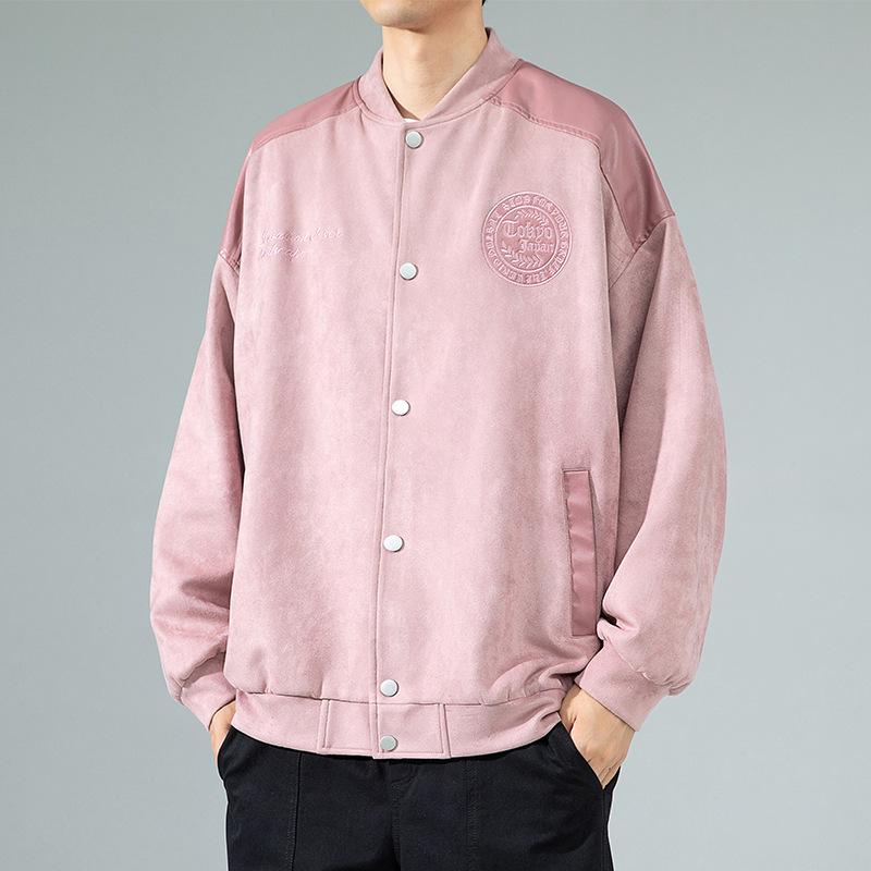 

Spring and autumn new men s Korean deerskin PU long-sleeve baseball collar jacket fashionable couples stylish coat 3XL