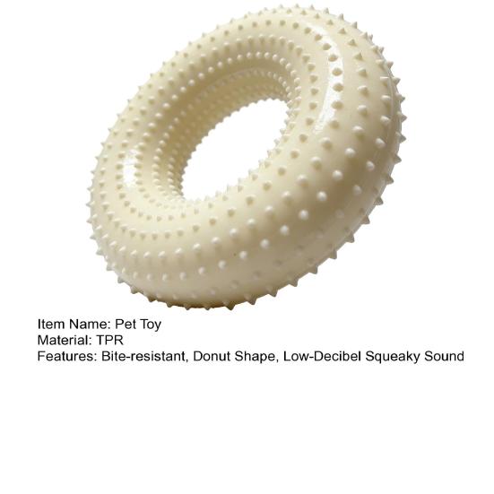 Donut Dog Chew Toy Interactive Squeaky Dog Teeth Cleaning Toy Textured Donut Low Noise Teething Toy for Puppies Aggressive Chewers