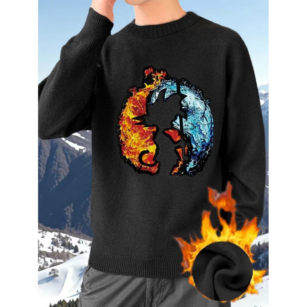 

Fire & Ice Goku Fleece Sweater,Casual & High-Quality, Winter Warm for Daily-Friendly XXL чёрный