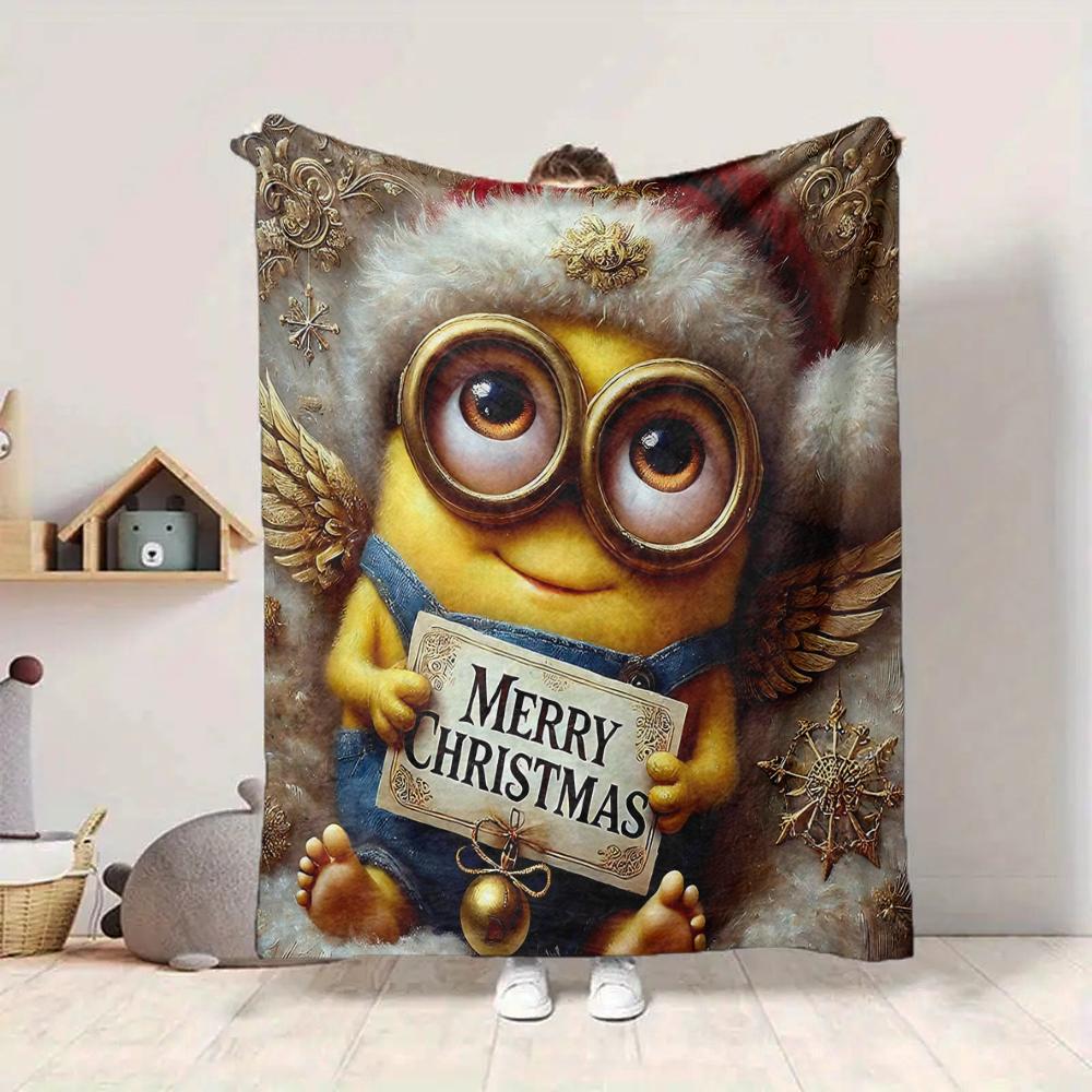 1Pc Christmas Minions Celebration Blanket Soft And Comfortable Casual Warm Camping Travel Christmas Halloween Gift M91746