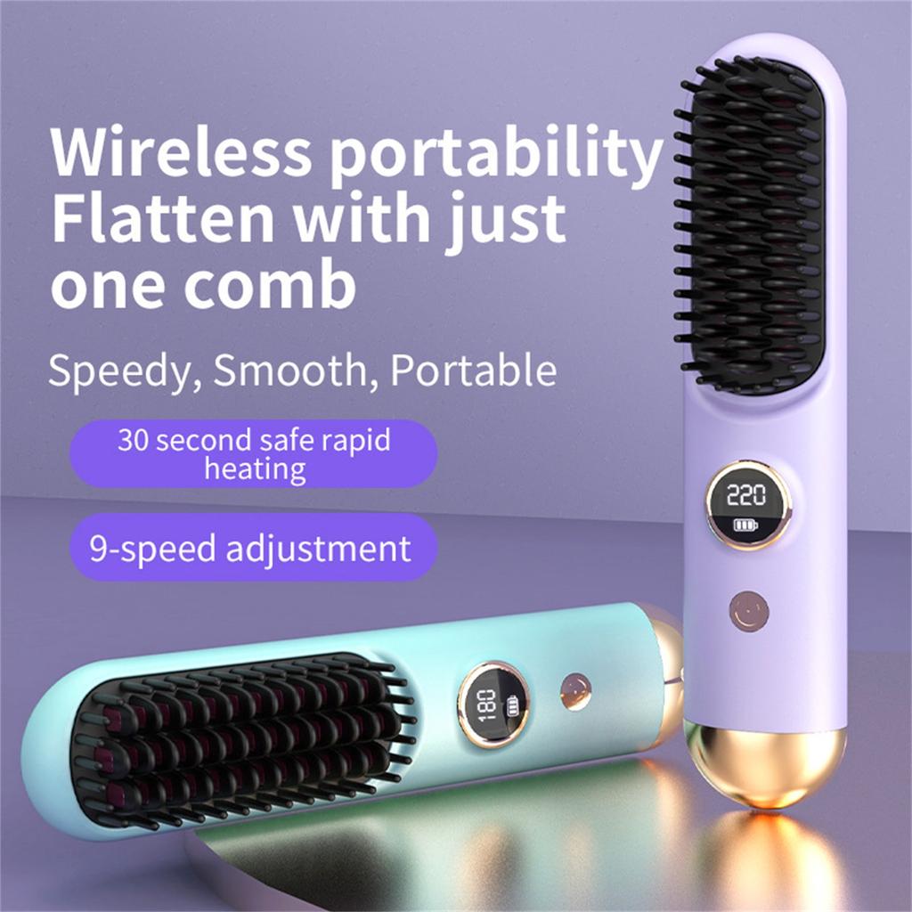 Brush Pro, Numoya Portable Straightener Brush - GoBrush Pro, With USB Rechargeable And 4 Temp-Settings, For Women All Hair Types