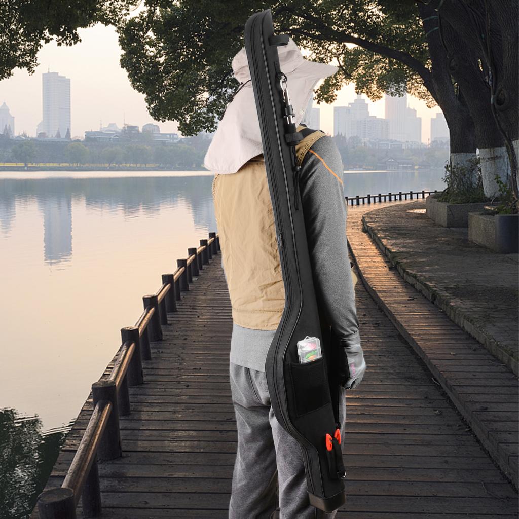 Large Tackle Bag Waterproof Fishing Rod Bag 1.3m-1.5m Fishing Pole Protective Pouch Hard Shell