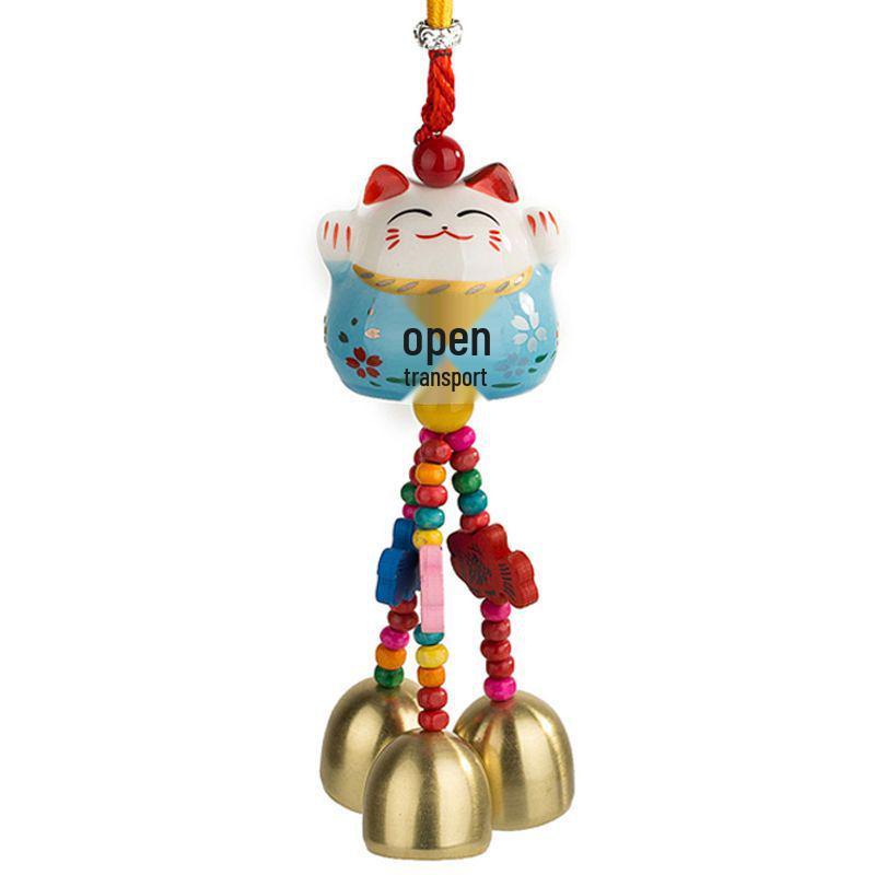 Cat Ceramic Wind Chime Doorbell Pendant - Small Hanging Ornament for Doors or Shop Openings