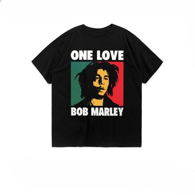 2024 Beliebter Neuer Stil Herren und Damen Unisex Amerikanisches Kurzarm T-Shirt Top Bobmarley Europäischer Street Rock Print