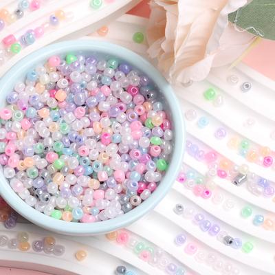 Home Küche handgefertigt ca. 600 Stück tschechische Glasbonbons, cremefarben, DIY-Perlen, Rocailles, rundes Loch, Perlen, Schmuckherstellung