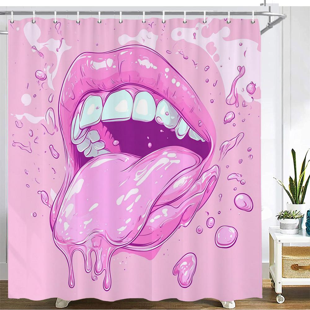 Modern pink romantic lips pattern Shower Curtain Bath Curtain Love Girl Printed Bathroom Curtains for Home Decoration Curtain