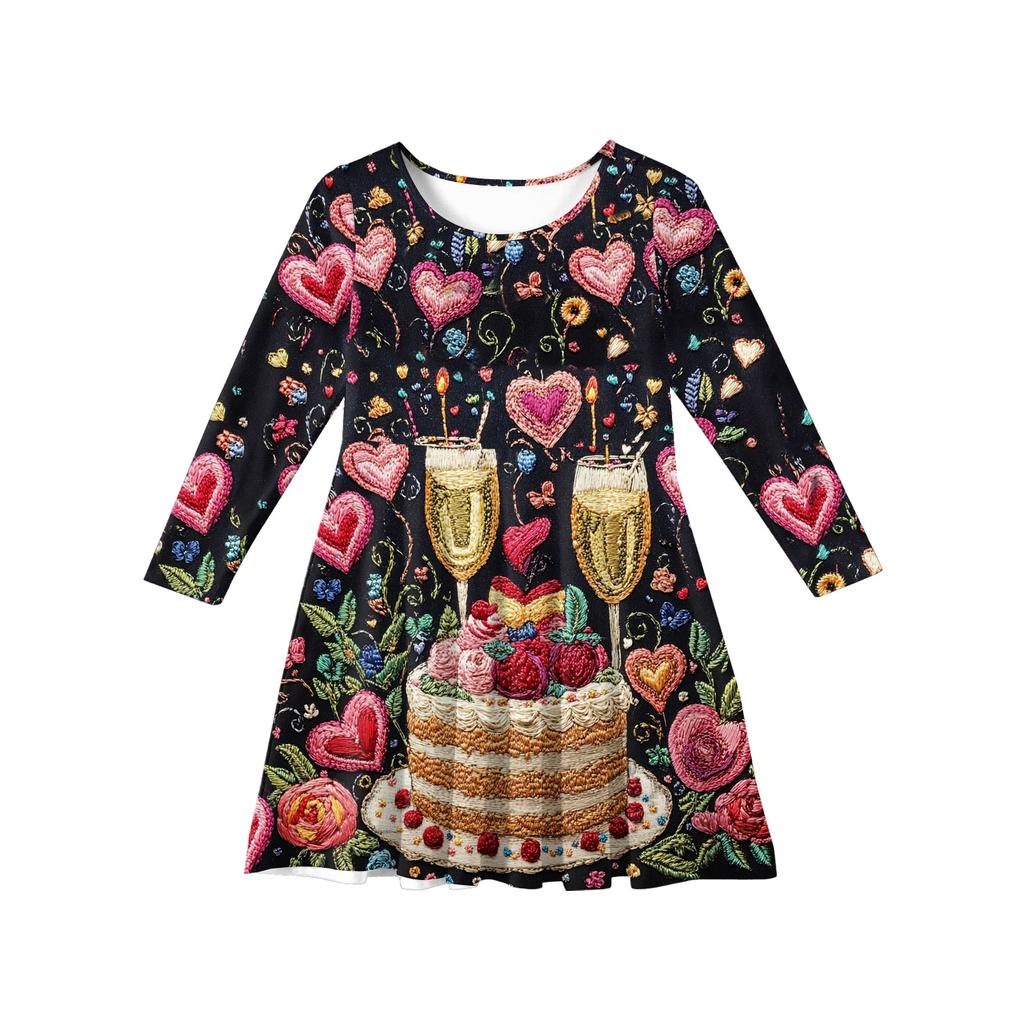Girls' Summer Princess Dress , Long Sleeve A,Line T,Shirt Dress Valentine's Day