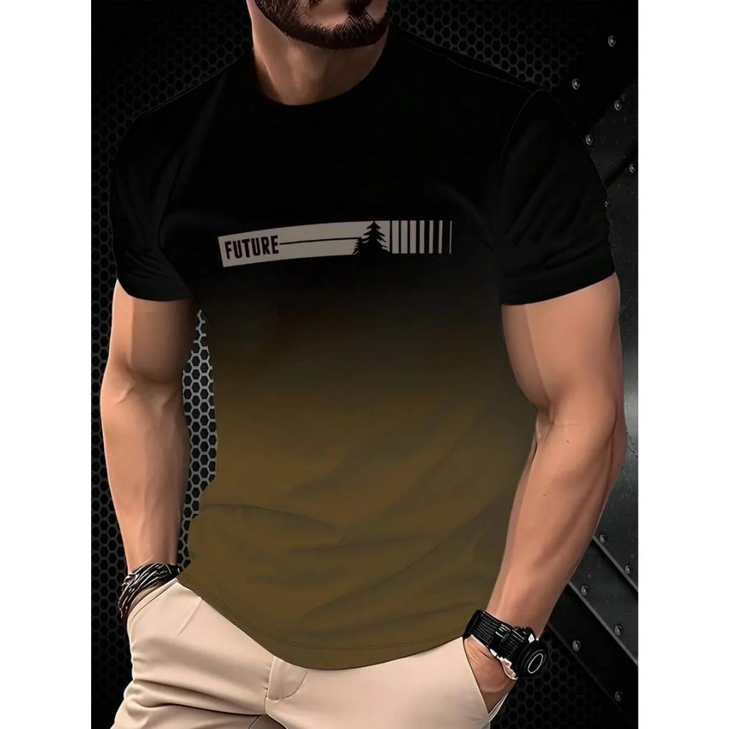 New men's summer fashion casual loose round neck short sleeved T-shirt top